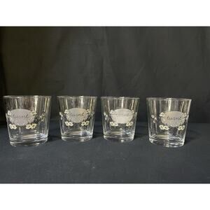 Set of 4 Vtg LIBBEY Duratuff Floral Bar Old Fashioned Glasses Tumblers Turnt